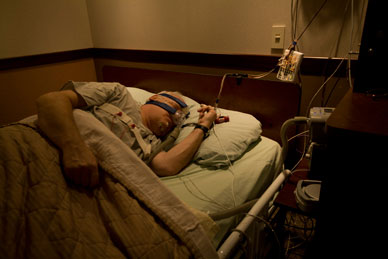Image of polysomnography for patient in sleep lab